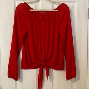 Size small Saks fifth Avenue red label long sleeve tie front blouse